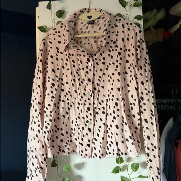 Kendall + Kylie button-down pink animal print shirt blouse cotton modal size M - Picture 1 of 4